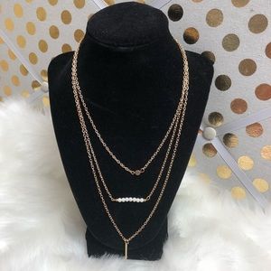 MULTILAYER CIRCLE/PEARL/BAR GOLD NECKLACE